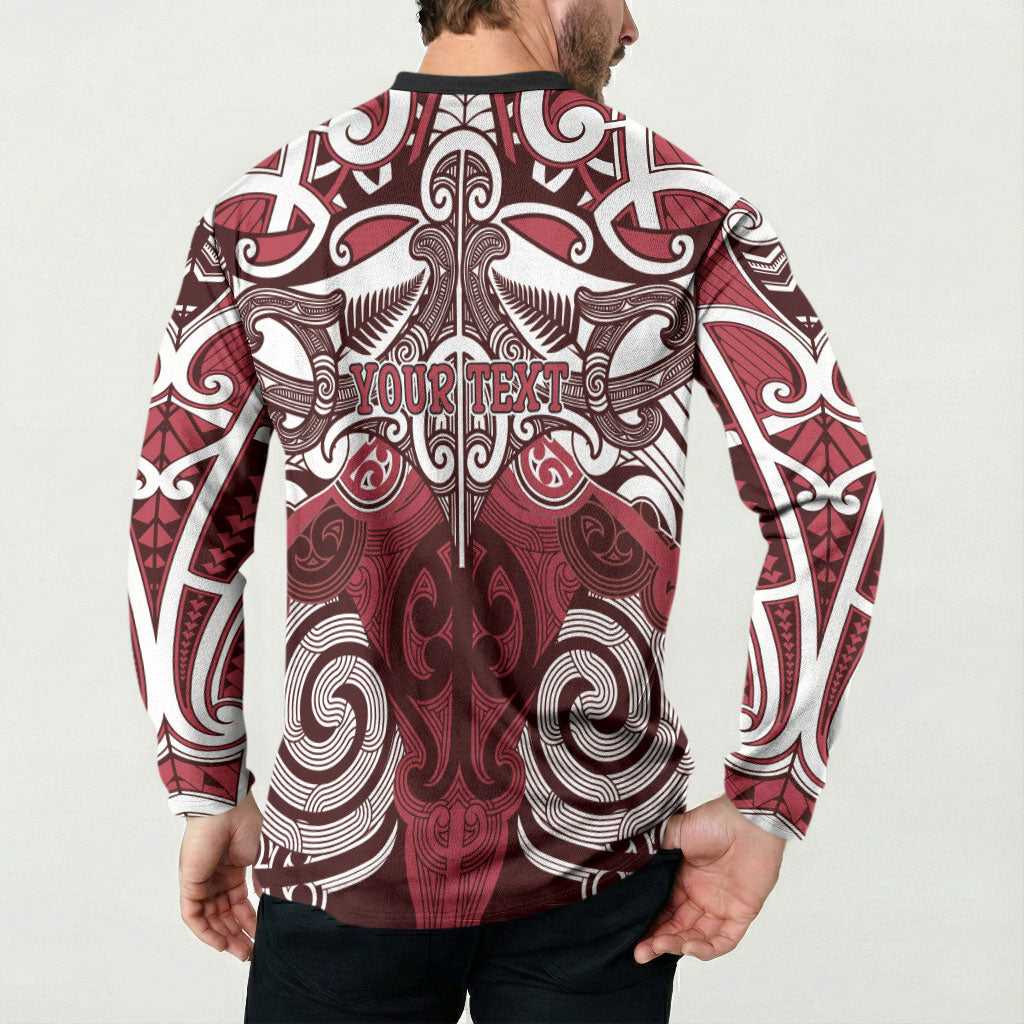 Personalised Maori Te Arawa Button Sweatshirt Silver Fern Kowhaiwhai Art LT01 - Polynesian Pride