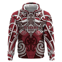 Personalised Maori Te Arawa Hoodie Silver Fern Kowhaiwhai Art LT01 Pullover Hoodie Red - Polynesian Pride