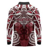 Personalised Maori Te Arawa Long Sleeve Polo Shirt Silver Fern Kowhaiwhai Art LT01 - Polynesian Pride