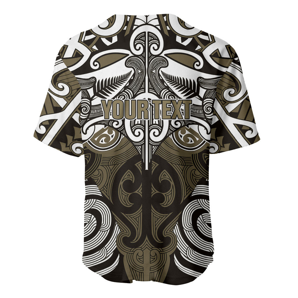 Personalised Maori Waikato Tainui Baseball Jersey Silver Fern Kowhaiwhai Art LT01 - Polynesian Pride