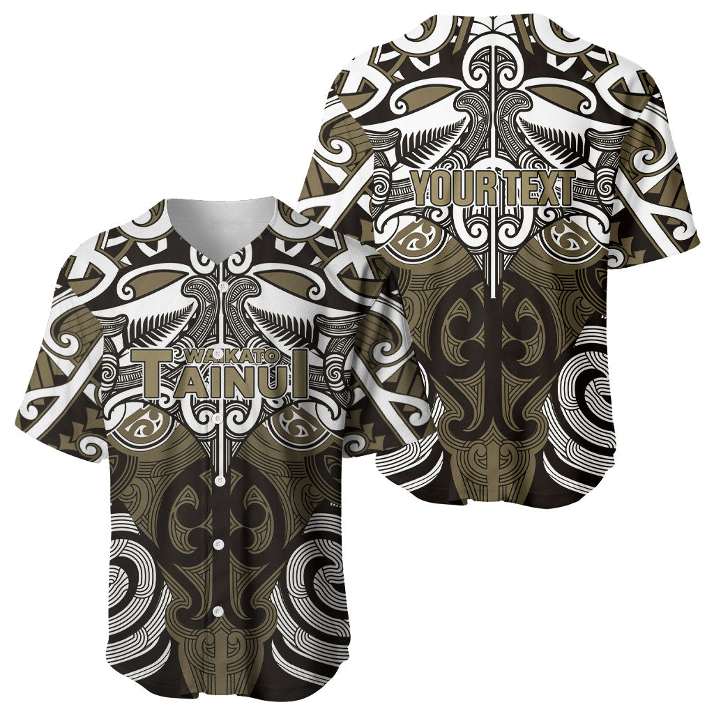 Personalised Maori Waikato Tainui Baseball Jersey Silver Fern Kowhaiwhai Art LT01 - Polynesian Pride
