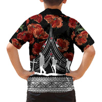 New Zealand ANZAC Day Family Matching Short Sleeve Bodycon Dress and Hawaiian Shirt Poppy With Polynesian Pattern LT01 - Polynesian Pride