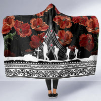New Zealand ANZAC Day Hooded Blanket Poppy With Polynesian Pattern LT01 - Polynesian Pride