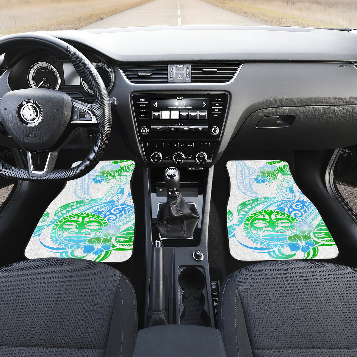 Kia Ora Maori New Zealand Pastel Car Mats Sun Ta Moko Aqua Green Version LT01 - Polynesian Pride