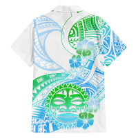 Kia Ora Maori New Zealand Pastel Family Matching Summer Maxi Dress and Hawaiian Shirt Sun Ta Moko Aqua Green Version LT01 - Polynesian Pride