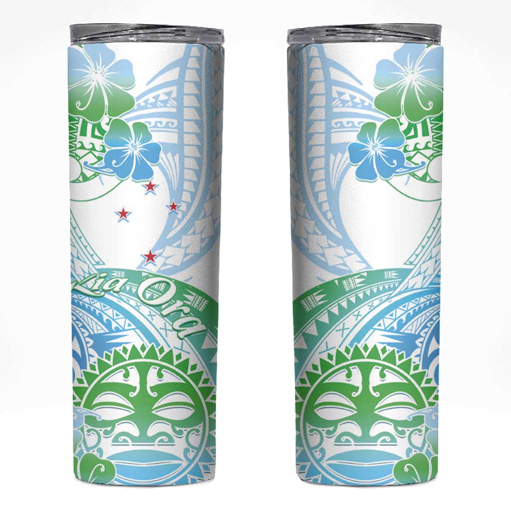 Kia Ora Maori New Zealand Pastel Skinny Tumbler Sun Ta Moko Aqua Green Version LT01 Aqua - Polynesian Pride