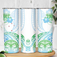 Kia Ora Maori New Zealand Pastel Skinny Tumbler Sun Ta Moko Aqua Green Version LT01 - Polynesian Pride