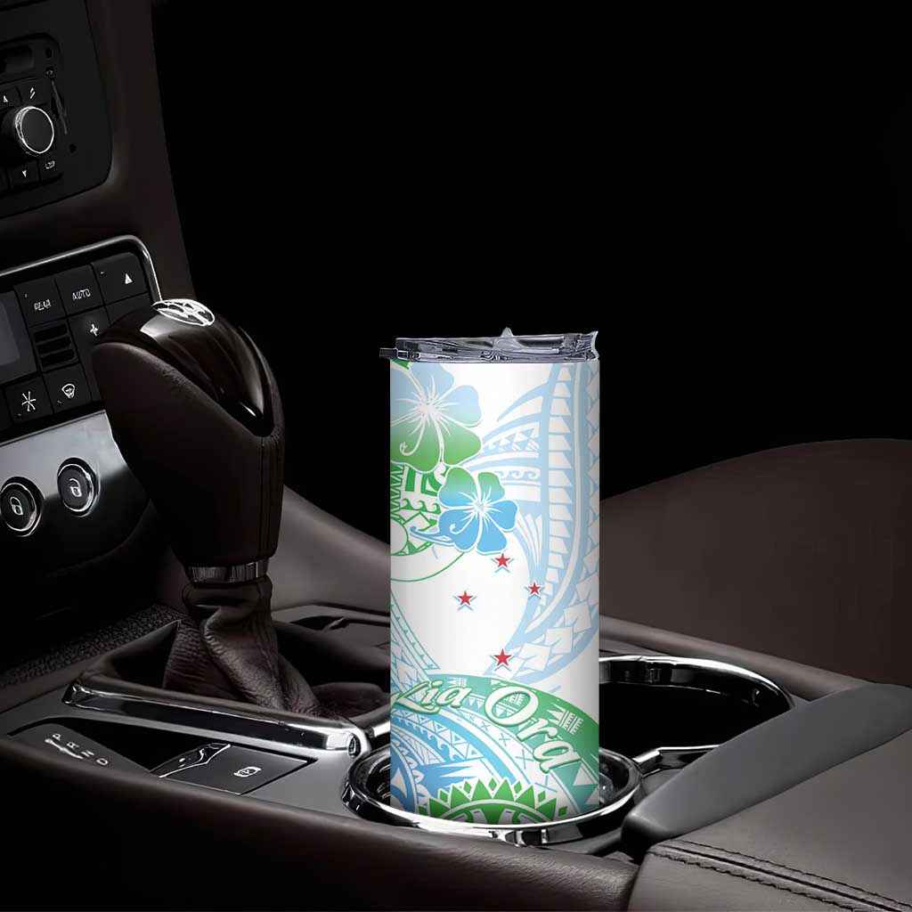 Kia Ora Maori New Zealand Pastel Skinny Tumbler Sun Ta Moko Aqua Green Version LT01 - Polynesian Pride
