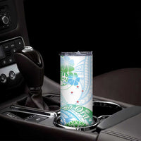 Kia Ora Maori New Zealand Pastel Skinny Tumbler Sun Ta Moko Aqua Green Version LT01 - Polynesian Pride
