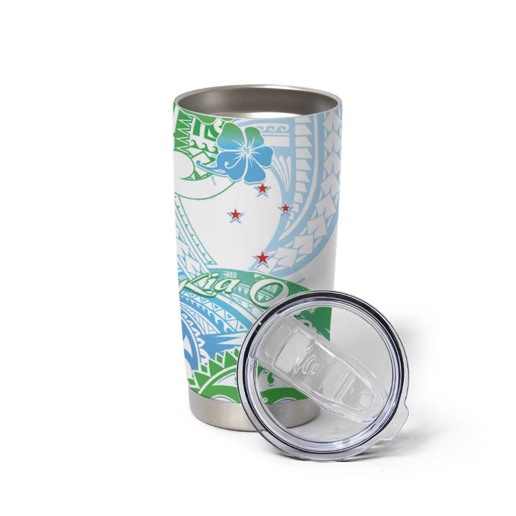 Kia Ora Maori New Zealand Pastel Tumbler Cup Sun Ta Moko Aqua Green Version LT01 - Polynesian Pride