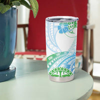 Kia Ora Maori New Zealand Pastel Tumbler Cup Sun Ta Moko Aqua Green Version LT01 - Polynesian Pride