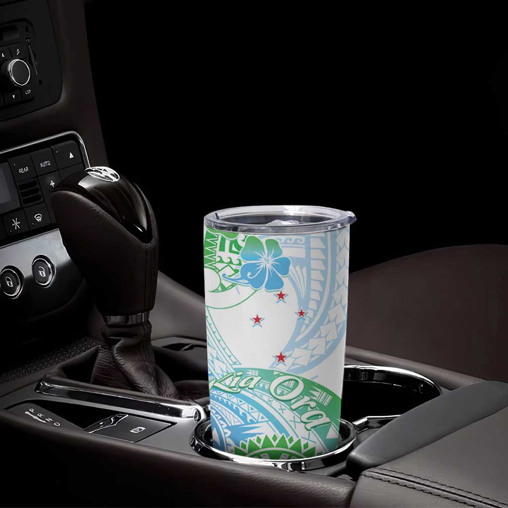 Kia Ora Maori New Zealand Pastel Tumbler Cup Sun Ta Moko Aqua Green Version LT01 - Polynesian Pride