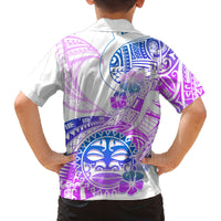 Kia Ora Maori New Zealand Pastel Family Matching Off Shoulder Short Dress and Hawaiian Shirt Sun Ta Moko Lilac Version LT01 - Polynesian Pride