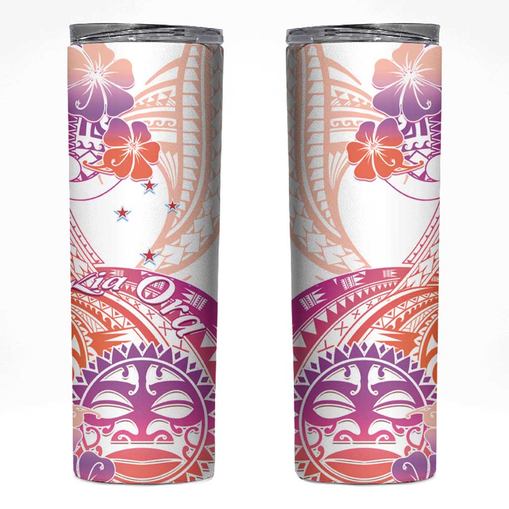 Kia Ora Maori New Zealand Pastel Skinny Tumbler Sun Ta Moko Sunset Version LT01 Orange - Polynesian Pride