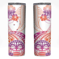 Kia Ora Maori New Zealand Pastel Skinny Tumbler Sun Ta Moko Sunset Version LT01 Orange - Polynesian Pride