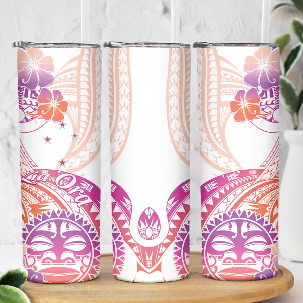 Kia Ora Maori New Zealand Pastel Skinny Tumbler Sun Ta Moko Sunset Version LT01 - Polynesian Pride