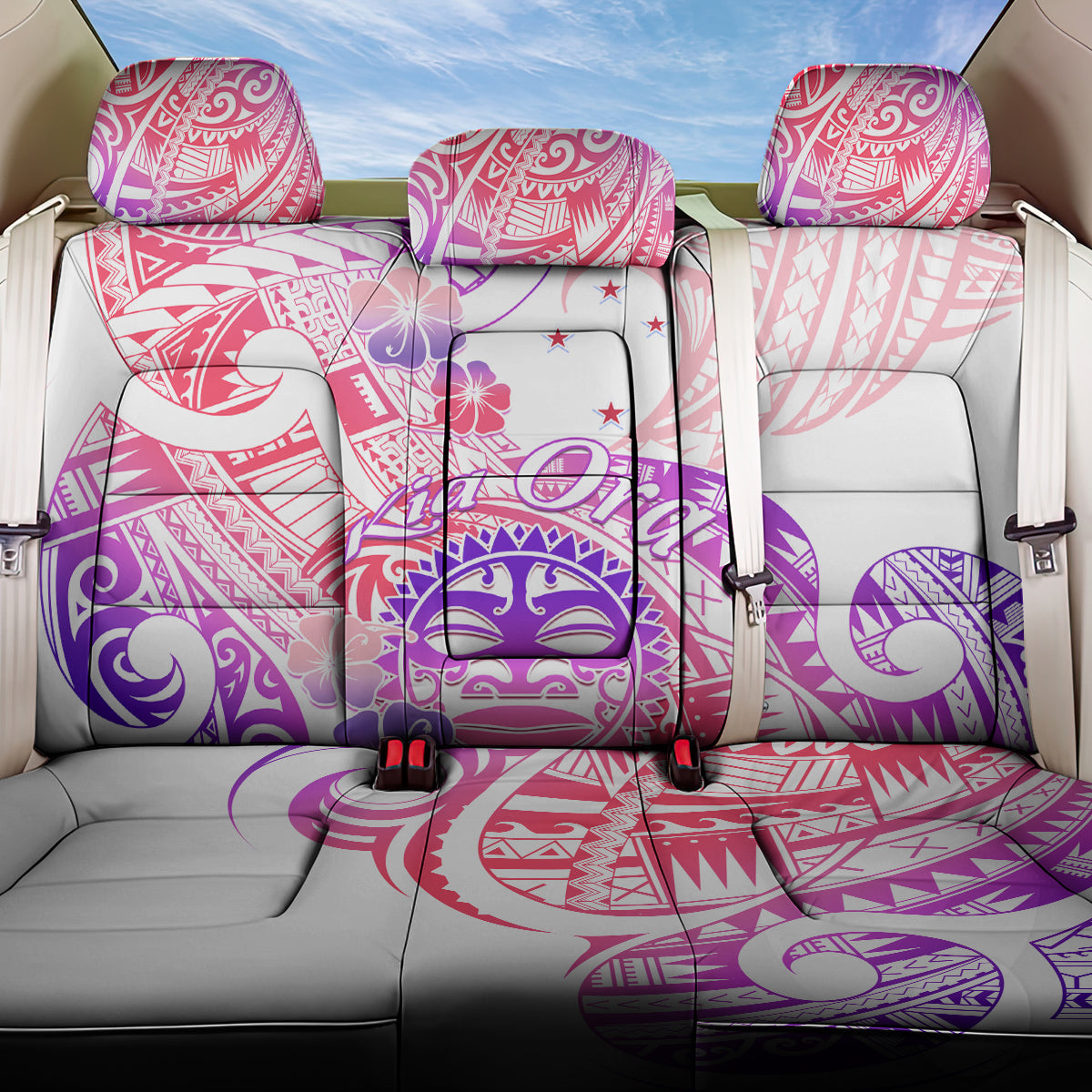 Kia Ora Maori New Zealand Pastel Back Car Seat Cover Sun Ta Moko Sweet Version LT01 One Size Pink - Polynesian Pride
