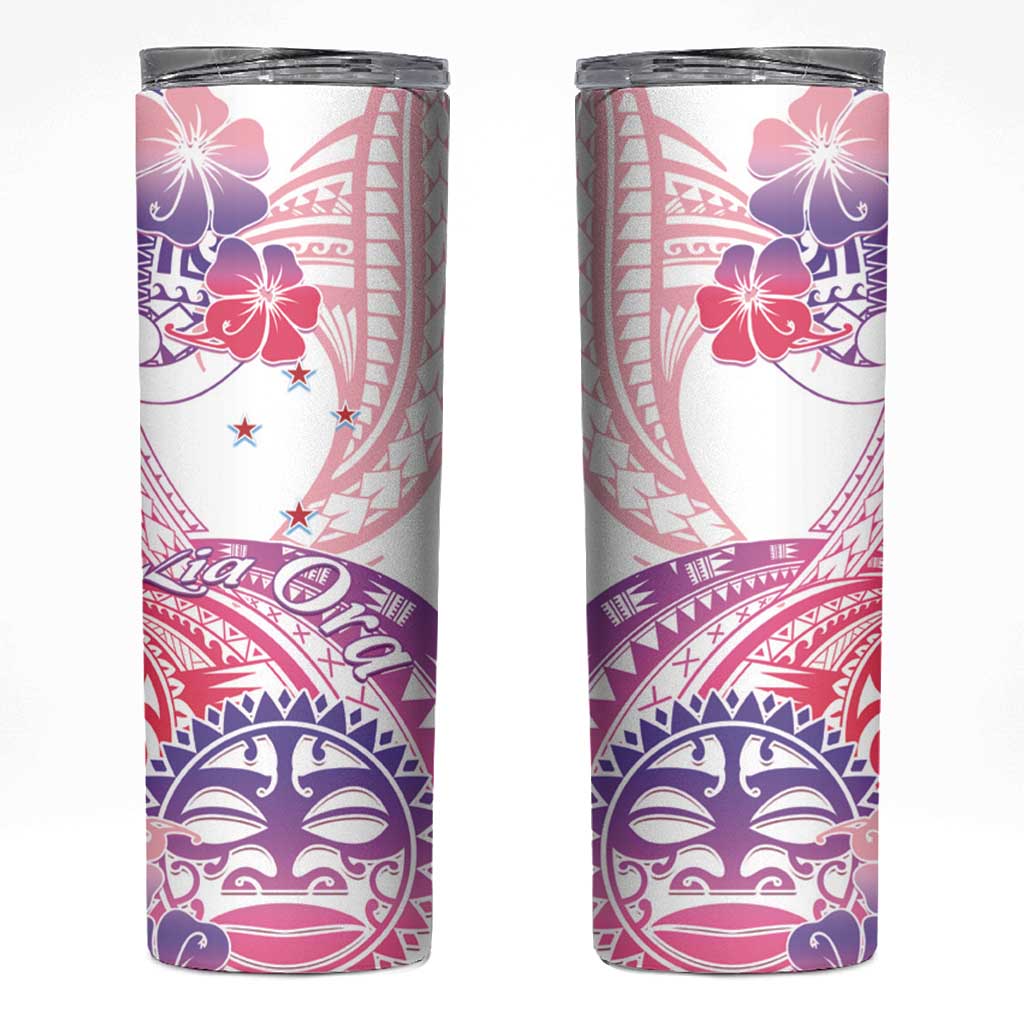 Kia Ora Maori New Zealand Pastel Skinny Tumbler Sun Ta Moko Sweet Version LT01 Pink - Polynesian Pride