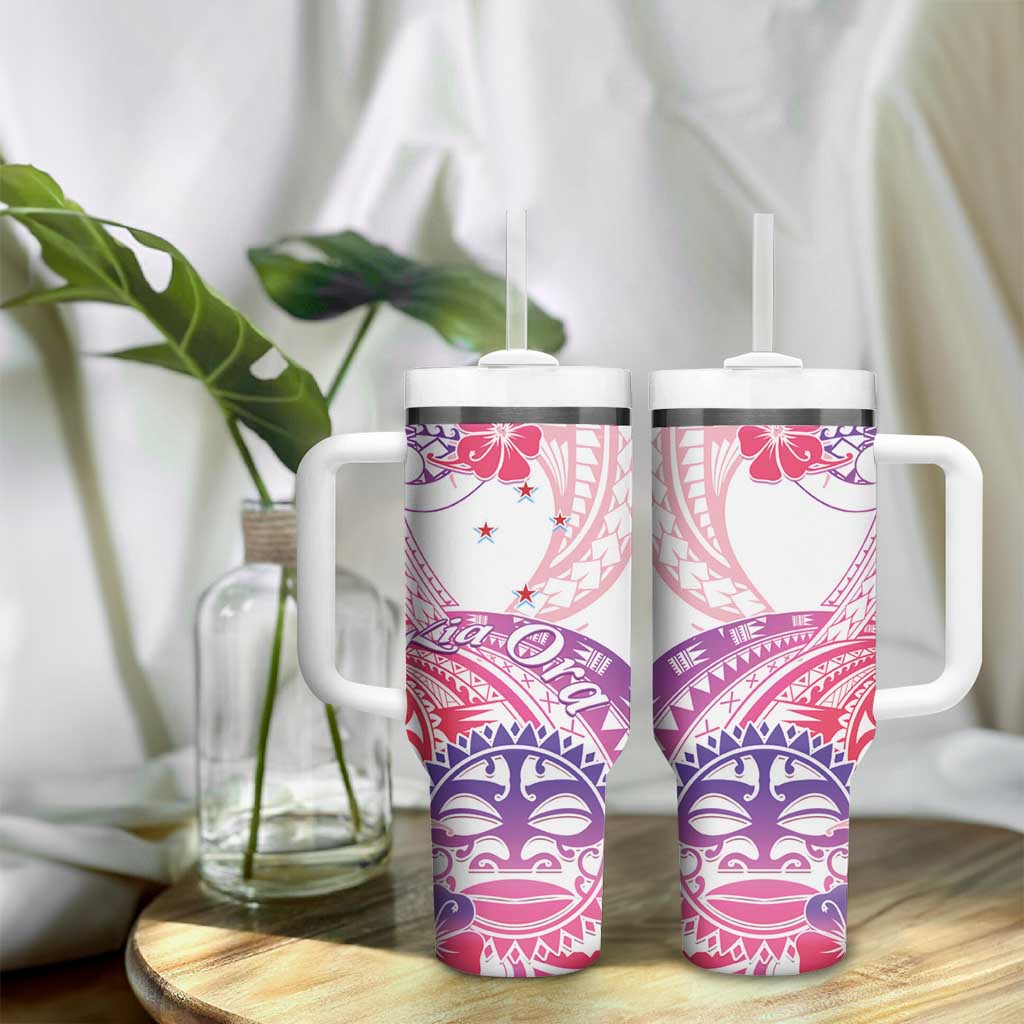 Kia Ora Maori New Zealand Pastel Tumbler With Handle Sun Ta Moko Sweet Version LT01 - Polynesian Pride