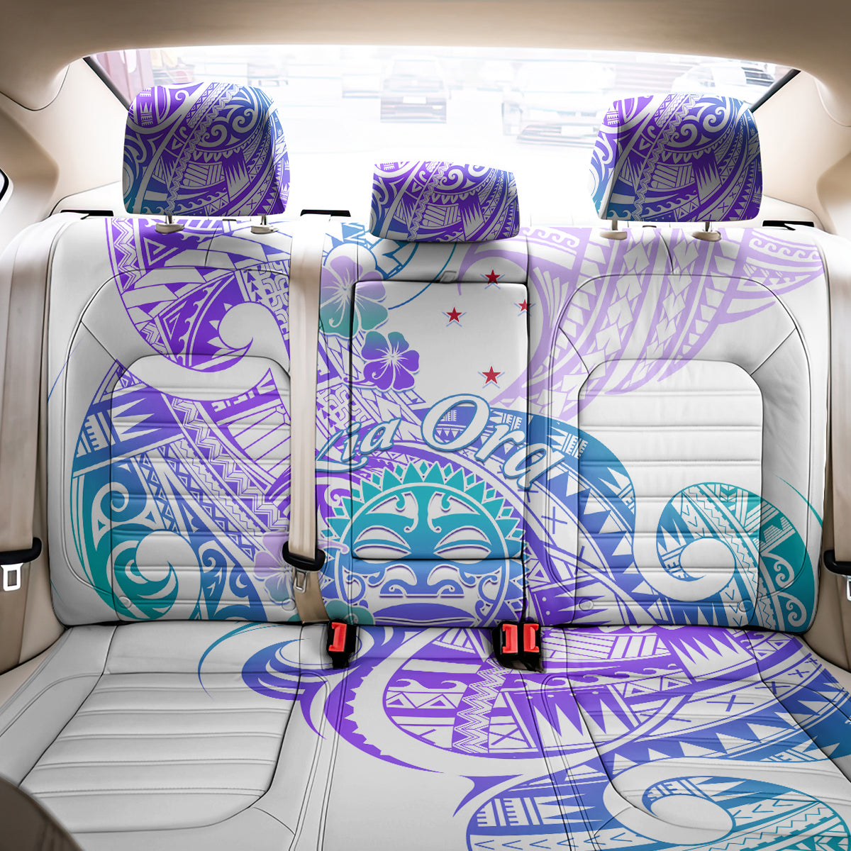 Kia Ora Maori New Zealand Pastel Back Car Seat Cover Sun Ta Moko Violet Version LT01