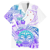 Kia Ora Maori New Zealand Pastel Family Matching Off Shoulder Long Sleeve Dress and Hawaiian Shirt Sun Ta Moko Violet Version LT01 Dad's Shirt - Short Sleeve Purple - Polynesian Pride