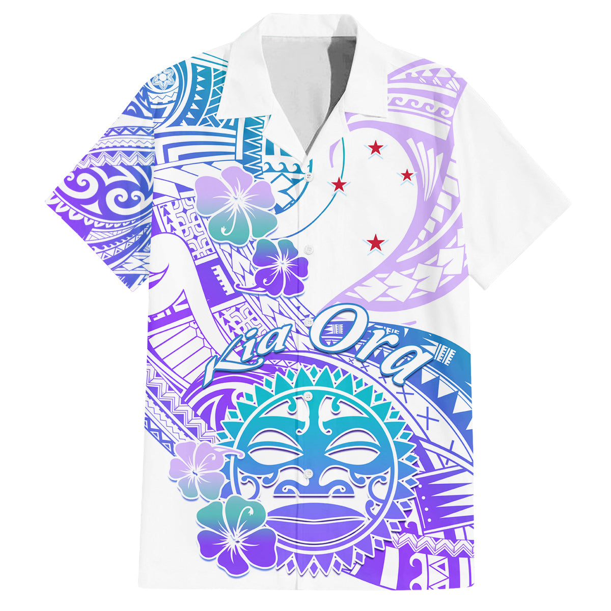 Kia Ora Maori New Zealand Pastel Family Matching Puletasi Dress and Hawaiian Shirt Sun Ta Moko Violet Version LT01 Dad's Shirt - Short Sleeve Purple - Polynesian Pride