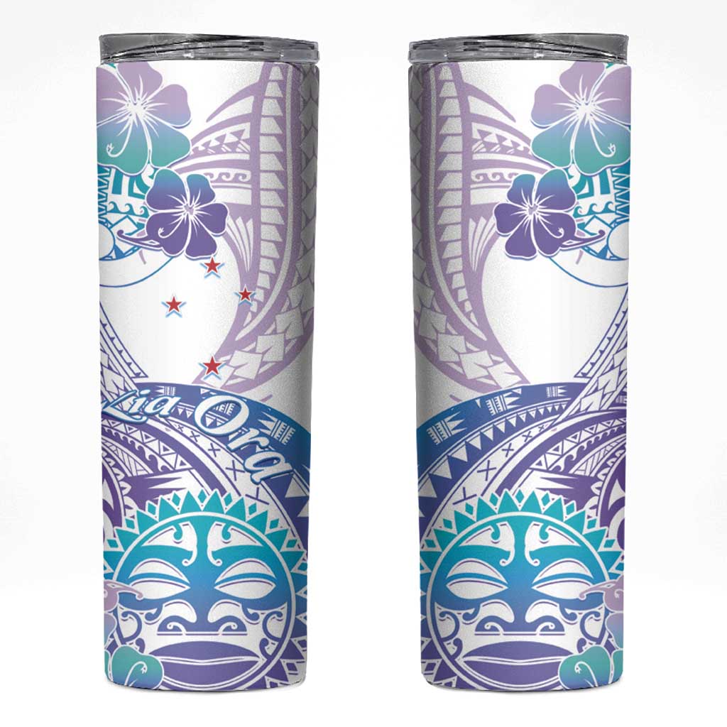 Kia Ora Maori New Zealand Pastel Skinny Tumbler Sun Ta Moko Violet Version LT01 Purple - Polynesian Pride