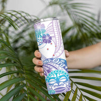 Kia Ora Maori New Zealand Pastel Skinny Tumbler Sun Ta Moko Violet Version LT01 - Polynesian Pride