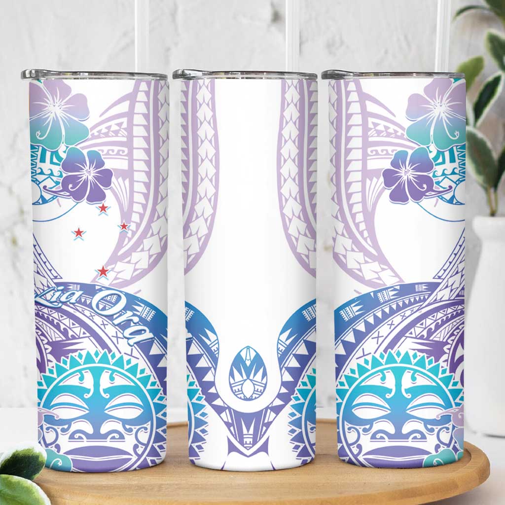 Kia Ora Maori New Zealand Pastel Skinny Tumbler Sun Ta Moko Violet Version LT01 - Polynesian Pride