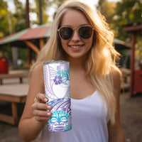 Kia Ora Maori New Zealand Pastel Skinny Tumbler Sun Ta Moko Violet Version LT01 - Polynesian Pride