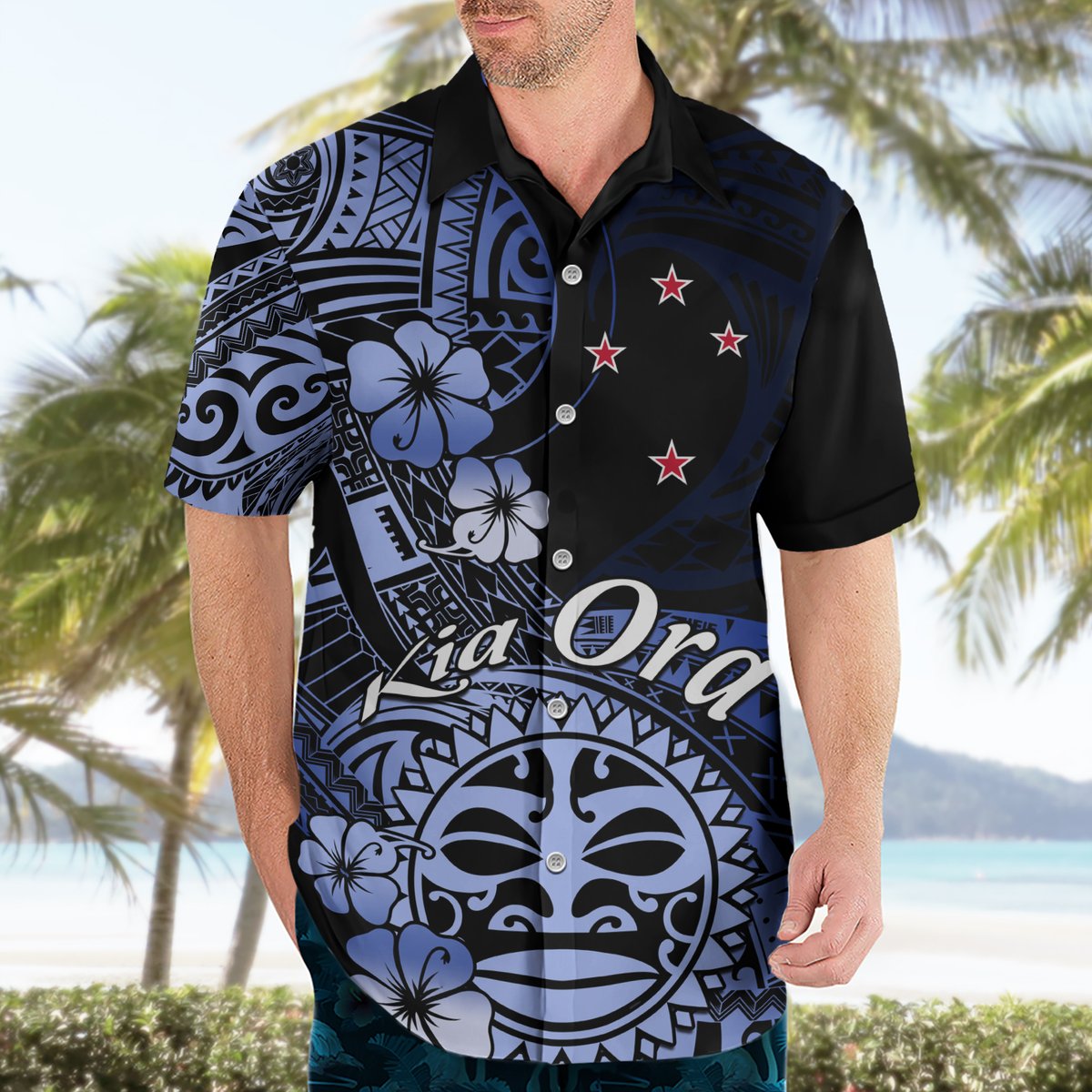 Aotearoa Kia Ora New Zealand Ta Moko Blue Version Hawaiian Shirt LT01 - Polynesian Pride