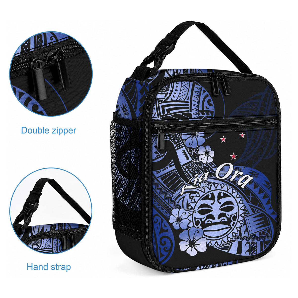 Aotearoa Kia Ora New Zealand Ta Moko Blue Version Lunch Bag LT01 - Polynesian Pride