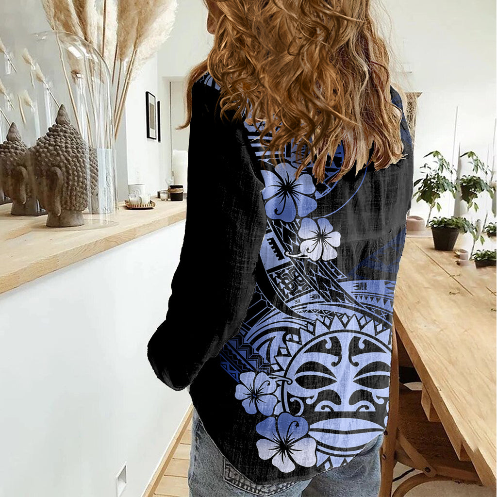 Aotearoa Kia Ora New Zealand Ta Moko Blue Version Women Casual Shirt LT01 - Polynesian Pride