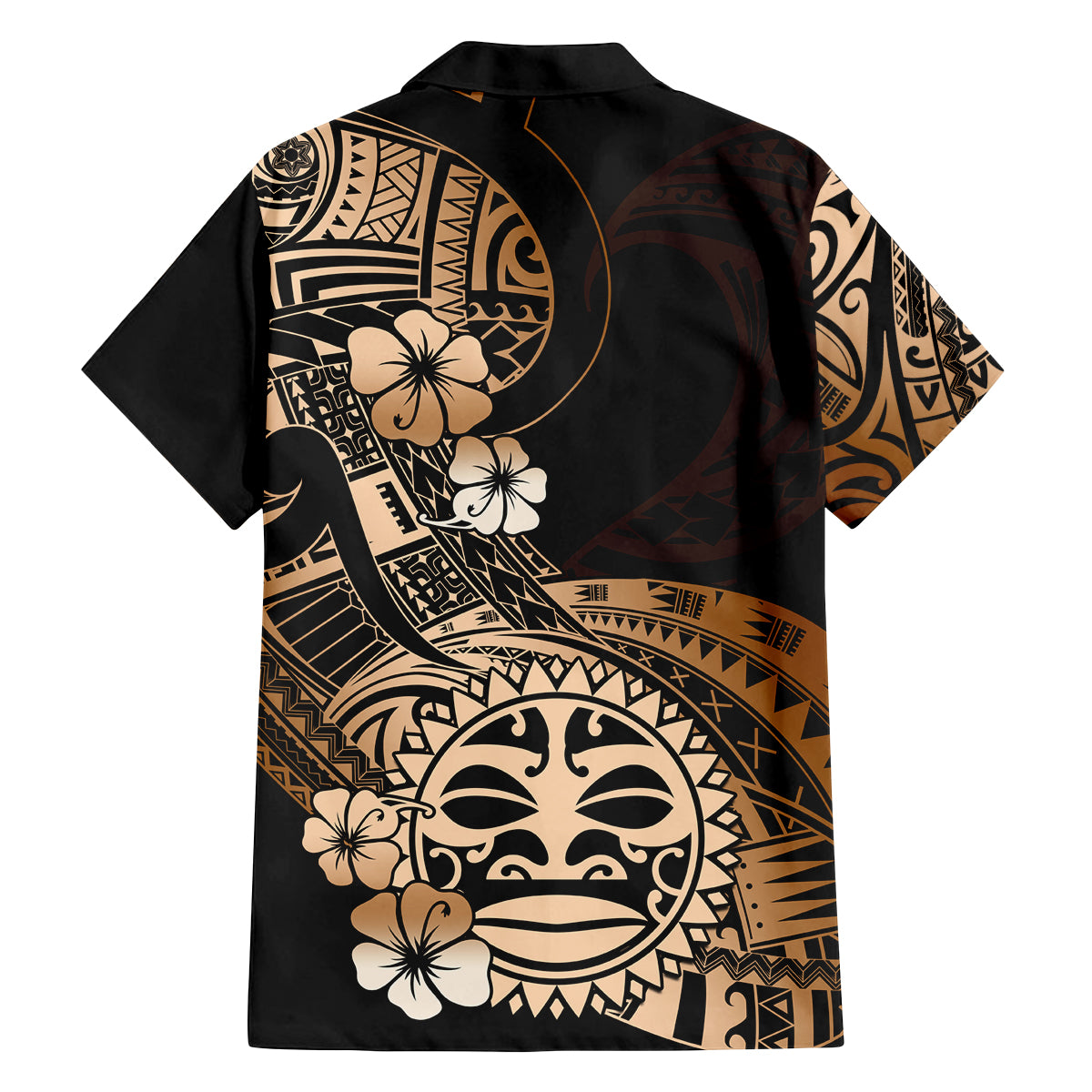 Aotearoa Kia Ora New Zealand Ta Moko Gold Version Family Matching Tank Maxi Dress and Hawaiian Shirt LT01 - Polynesian Pride