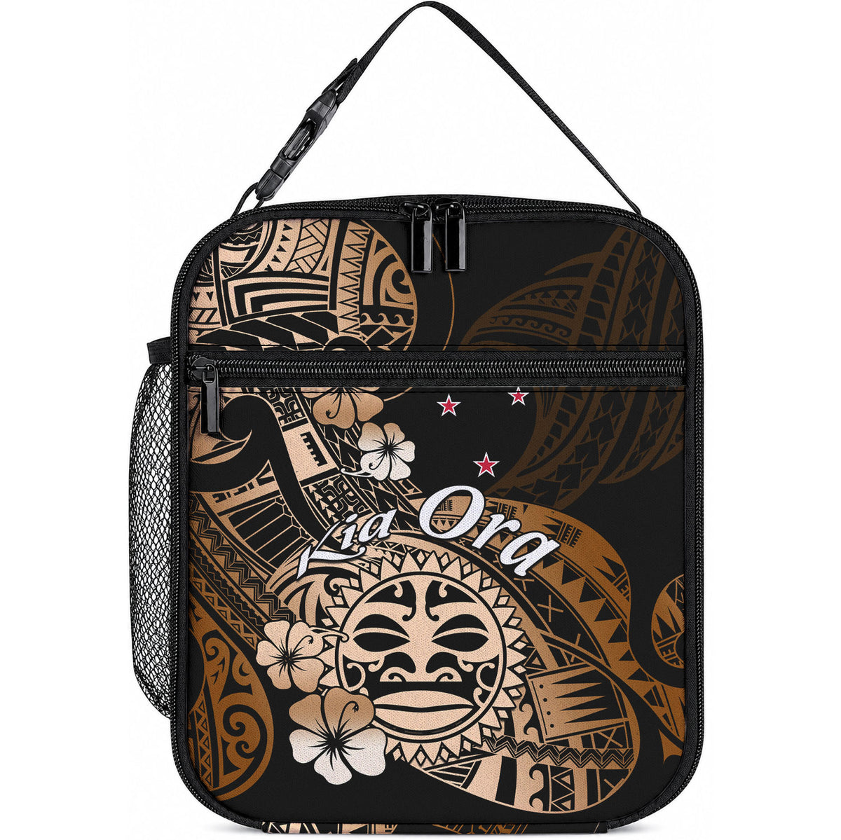 Aotearoa Kia Ora New Zealand Ta Moko Gold Version Lunch Bag LT01 10.2 × 8.3 × 4.3 inch Gold - Polynesian Pride