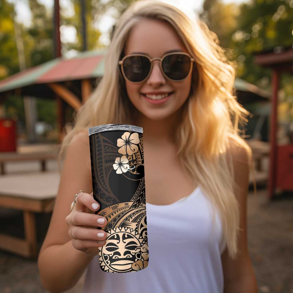 Aotearoa Kia Ora New Zealand Ta Moko Gold Version Skinny Tumbler LT01 - Polynesian Pride