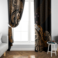 Aotearoa Kia Ora New Zealand Ta Moko Gold Version Window Curtain LT01 - Polynesian Pride