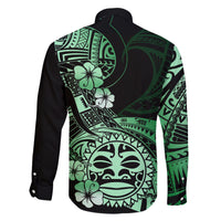 Aotearoa Kia Ora New Zealand Ta Moko Green Version Family Matching Off Shoulder Short Dress and Hawaiian Shirt LT01 - Polynesian Pride