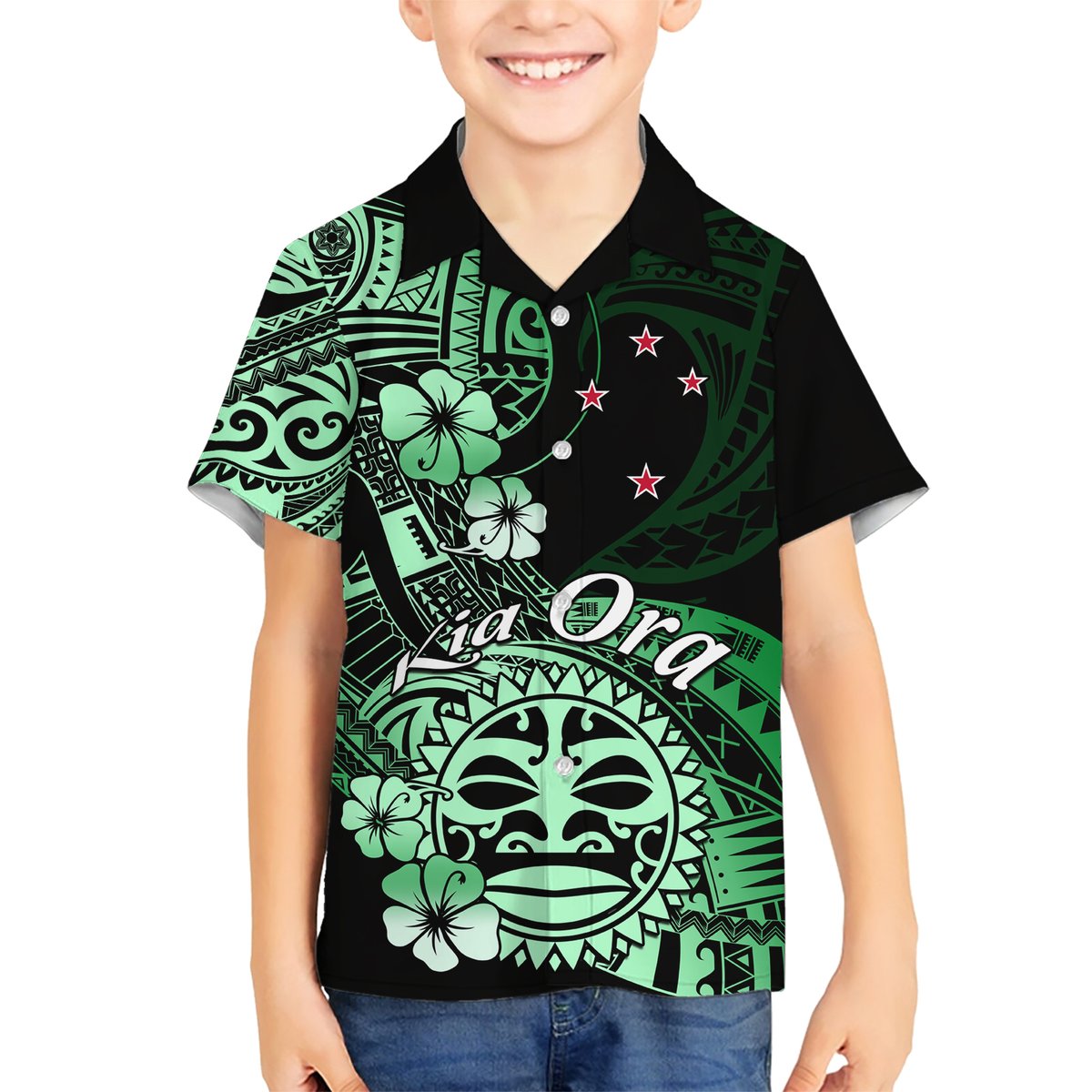 Aotearoa Kia Ora New Zealand Ta Moko Green Version Hawaiian Shirt LT01 - Polynesian Pride