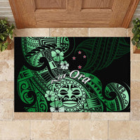 Aotearoa Kia Ora New Zealand Ta Moko Green Version Rubber Doormat LT01 - Polynesian Pride