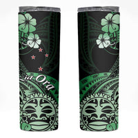 Aotearoa Kia Ora New Zealand Ta Moko Green Version Skinny Tumbler LT01 Green - Polynesian Pride