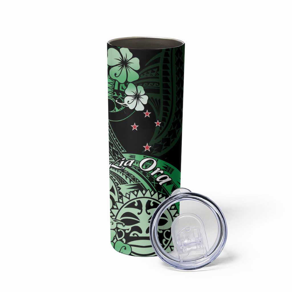 Aotearoa Kia Ora New Zealand Ta Moko Green Version Skinny Tumbler LT01 - Polynesian Pride
