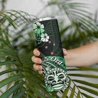 Aotearoa Kia Ora New Zealand Ta Moko Green Version Skinny Tumbler LT01 - Polynesian Pride