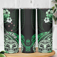 Aotearoa Kia Ora New Zealand Ta Moko Green Version Skinny Tumbler LT01 - Polynesian Pride