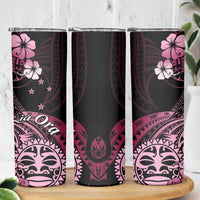 Aotearoa Kia Ora New Zealand Ta Moko Pink Version Skinny Tumbler LT01 - Polynesian Pride