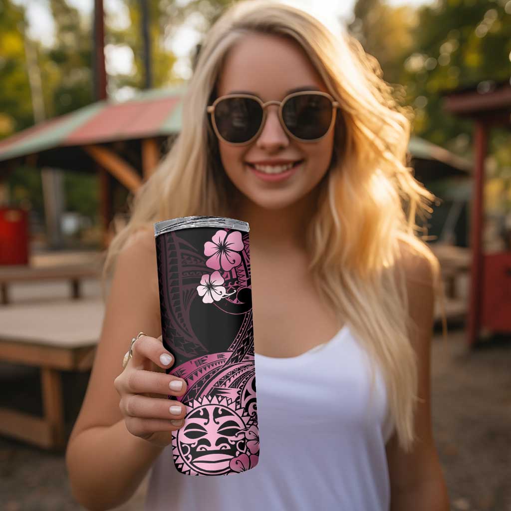 Aotearoa Kia Ora New Zealand Ta Moko Pink Version Skinny Tumbler LT01 - Polynesian Pride