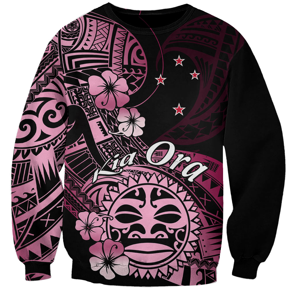 Aotearoa Kia Ora New Zealand Ta Moko Pink Version Sweatshirt LT01 Unisex Pink - Polynesian Pride