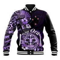 Aotearoa Kia Ora New Zealand Ta Moko Purple Version Baseball Jacket LT01 Unisex Purple - Polynesian Pride