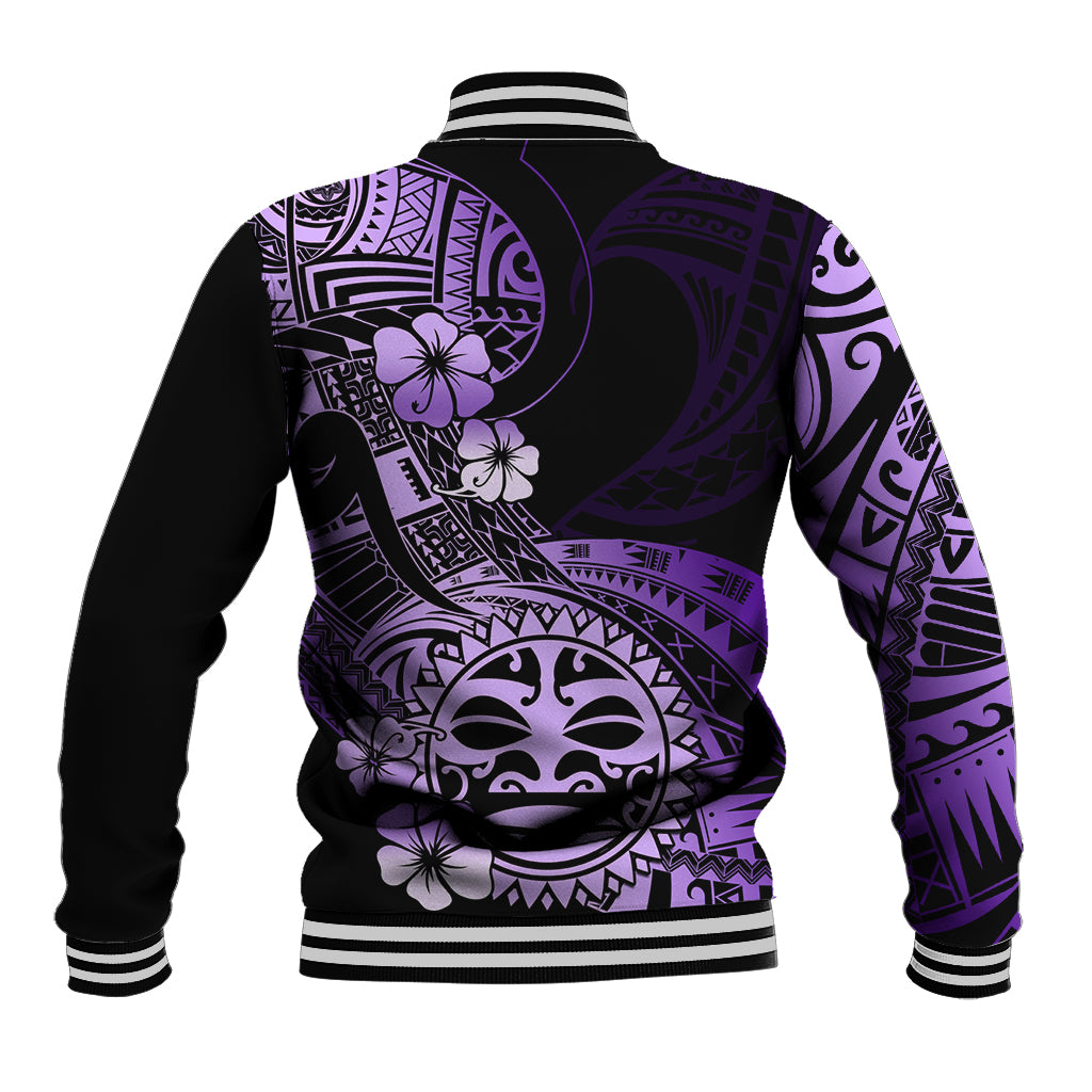 Aotearoa Kia Ora New Zealand Ta Moko Purple Version Baseball Jacket LT01 - Polynesian Pride