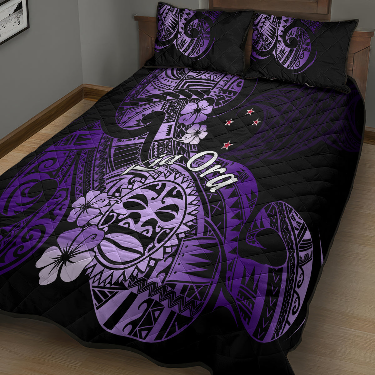 Aotearoa Kia Ora New Zealand Ta Moko Purple Version Quilt Bed Set LT01 - Polynesian Pride